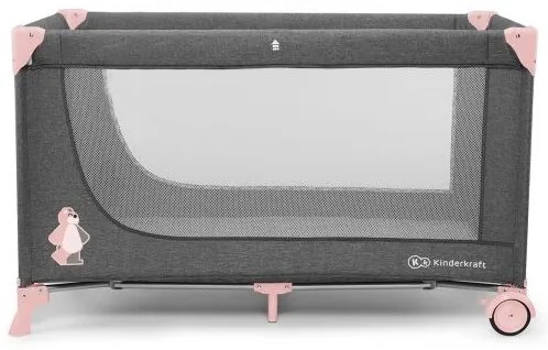 KINDERKRAFT - Cestovná postieľka JOY šedoružová