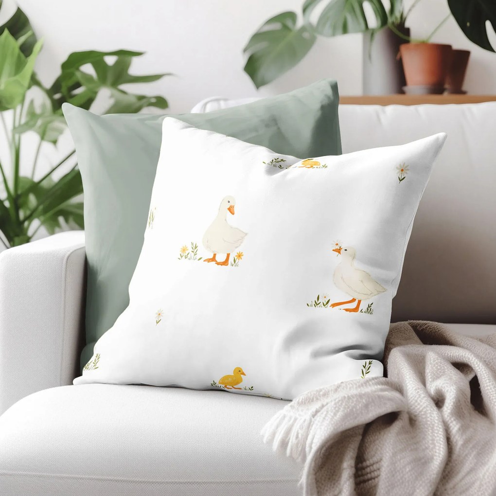 Goldea veľkonočná bavlnená obliečka na vankúš - kačice 40 x 60 cm