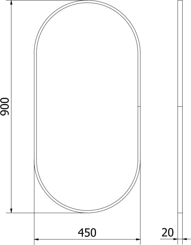 Mexen Loft oválne kúpeľňové zrkadlo 90 x 45 cm, čierny rám - 9851-090-045-000-70