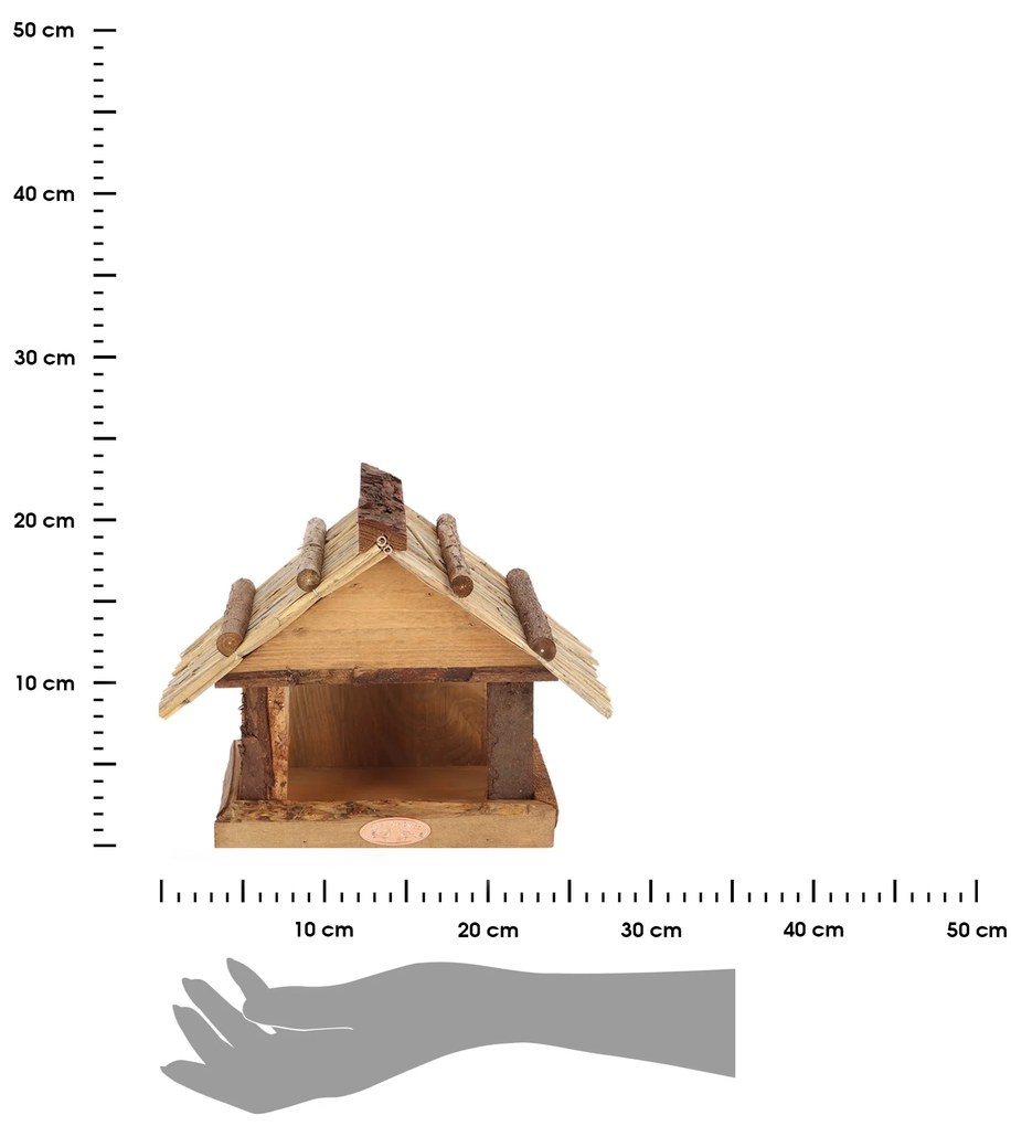 Kŕmidlo pre vtáky Wood, 22,5x27,5x17,5 cm, drevo, hnedá