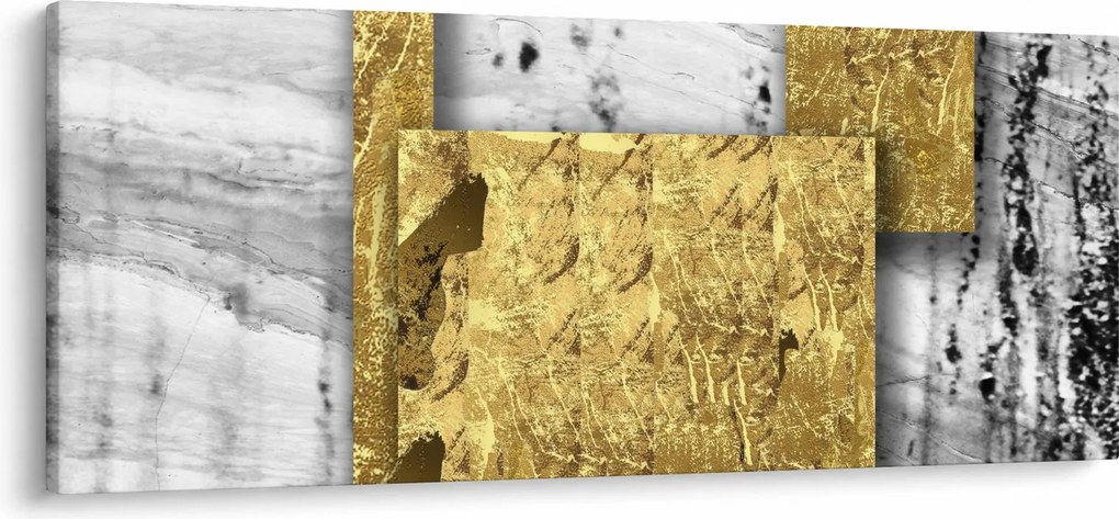 Obraz - Zlaté štvorce N⁰1 (120x50 cm)