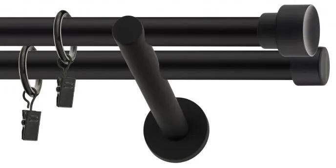 Dekorstudio Garniža dvojradová SLICK čierna-matná 19mm Dĺžka: 140cm, Typ príslušenstva: Krúžky tiché so štipcami