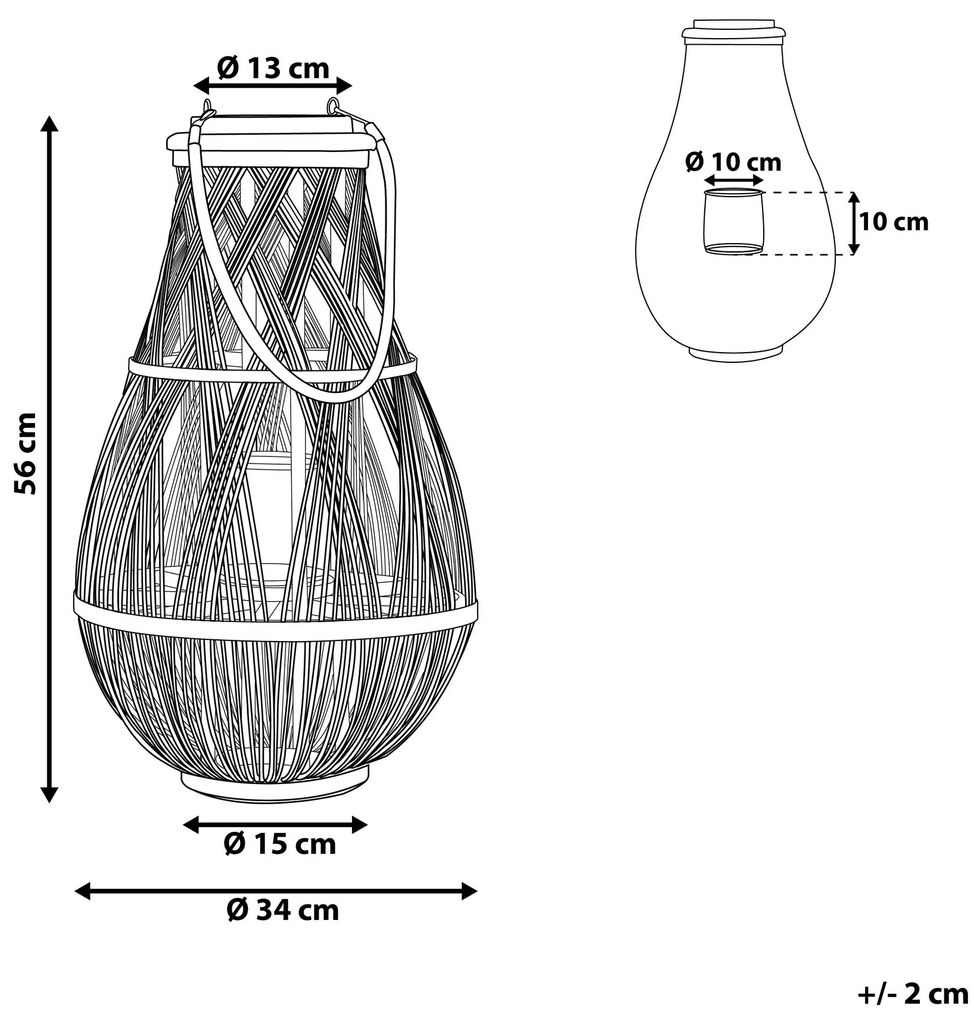 Prútený lampión čierny 56 cm TONGA Beliani