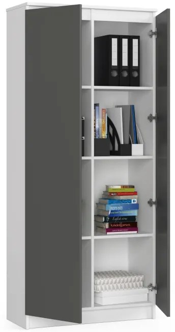Uzavretý regál R80 2D 8P CLP biely / sivý