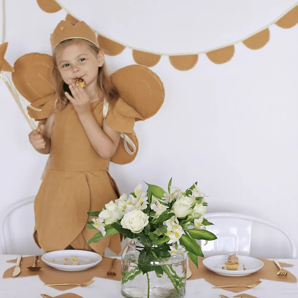 Ľanová kúzelná palička karamelová so zlatom