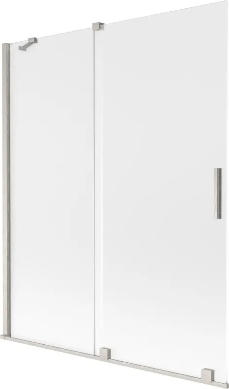 Mexen Velar, 2-krídlová posuvná vaňová zástena 140 x 150 cm, 8mm sklo námraza, brúsená oceľ, 896-140-000-31-97