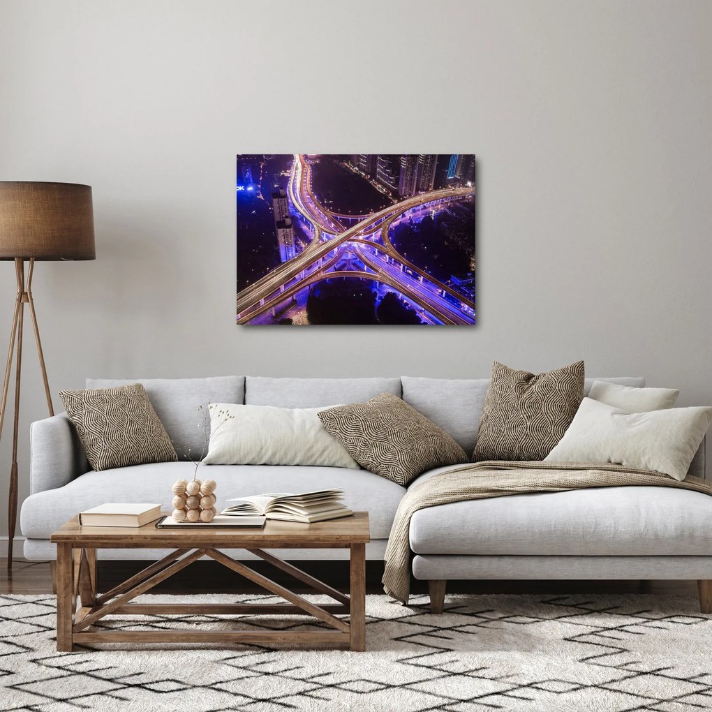 Obraz veľké križovatky v noci (70x50 cm)
