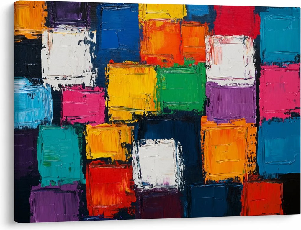 Obraz - Maľba farebných štvorcov (70x50 cm)