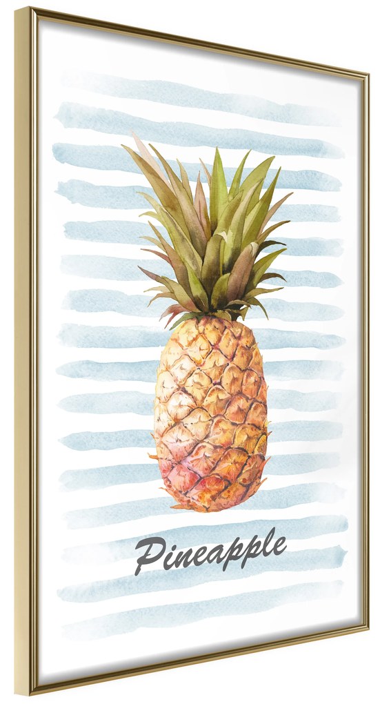 Artgeist Plagát - Pineapple and Stripes [Poster] Veľkosť: 30x45, Verzia: Čierny rám