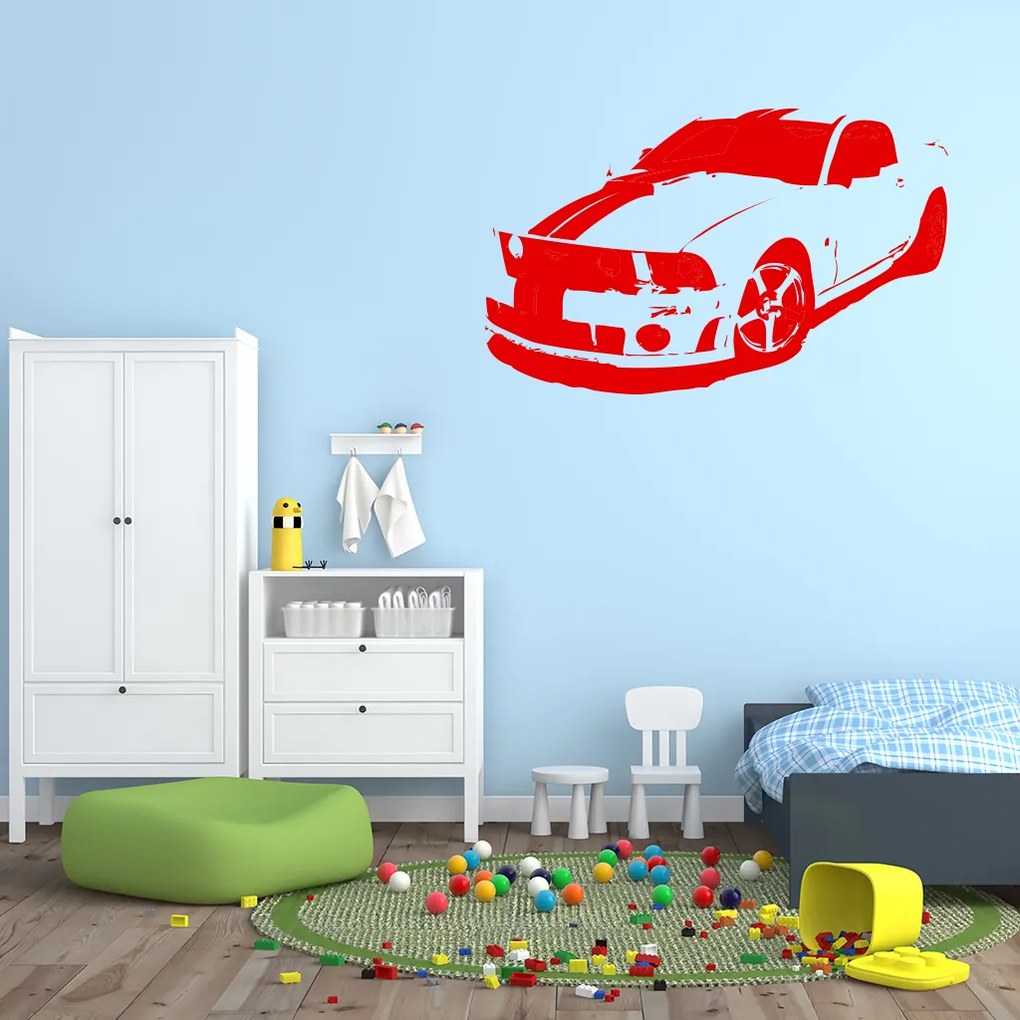 Veselá Stena Samolepka Auto Mustang Farba: biela, Veľkosť: 80 x 50 cm