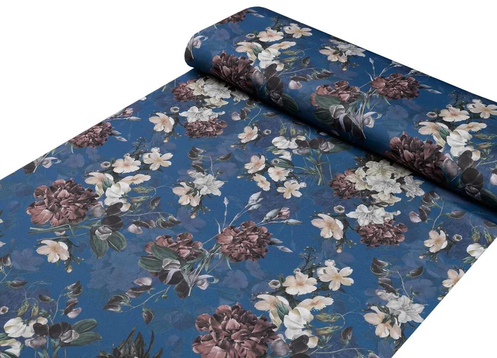 Biante Teflónový behúň na stôl TF-061 Kvety na modrom 20x120 cm