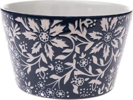 Miska 570 ml, tmavo modrá, kvetinová%