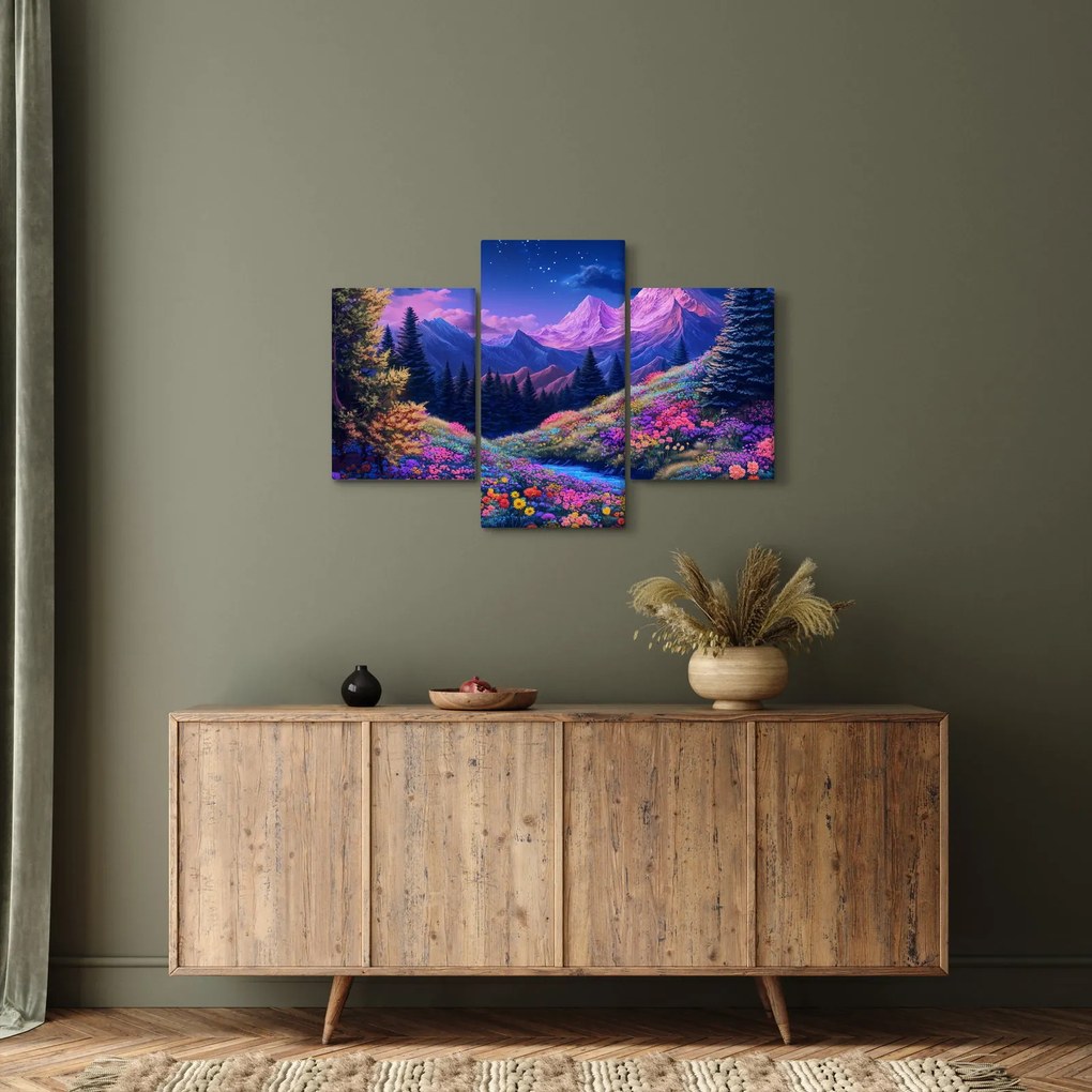 Obraz - Fialová krajina pri úplnku (90x60 cm)