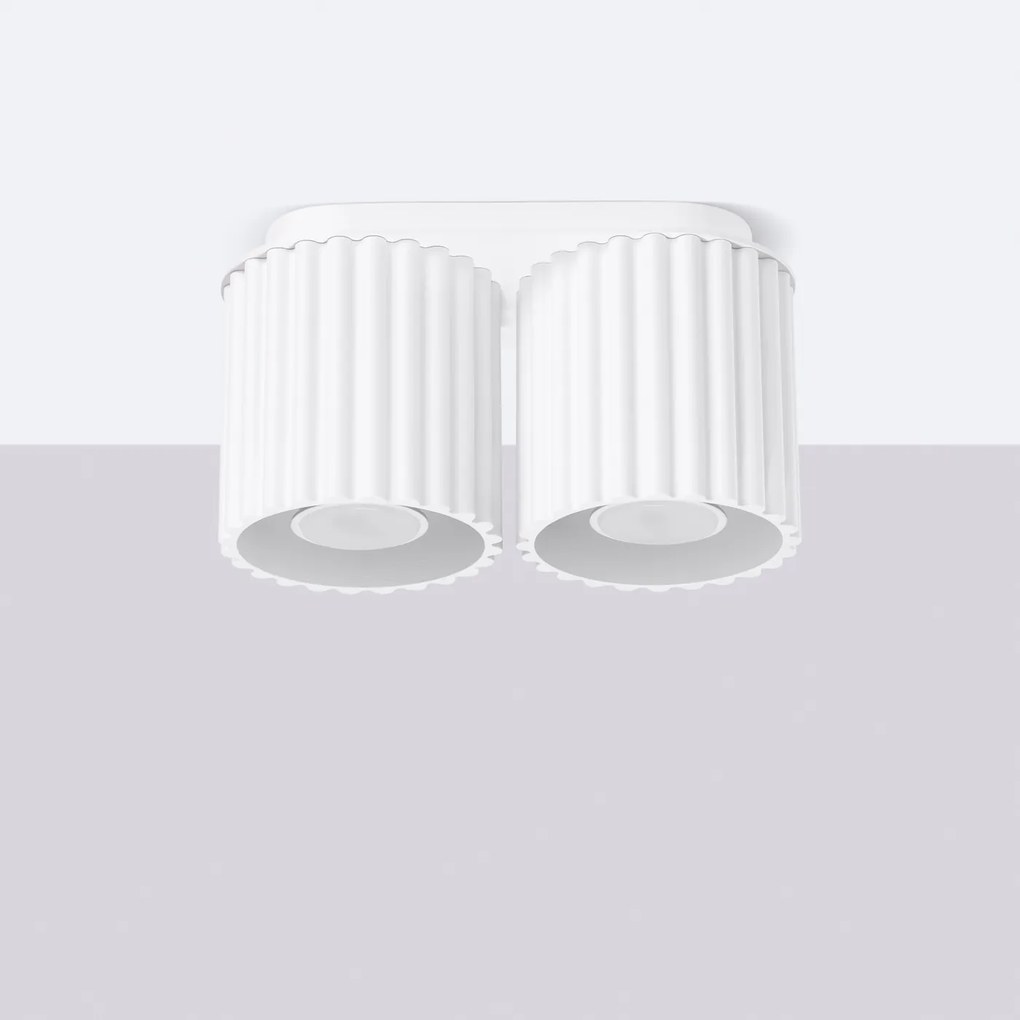 Stropné svietidlo Aura, 2x biele hliníkové tienidlo, (10 cm)