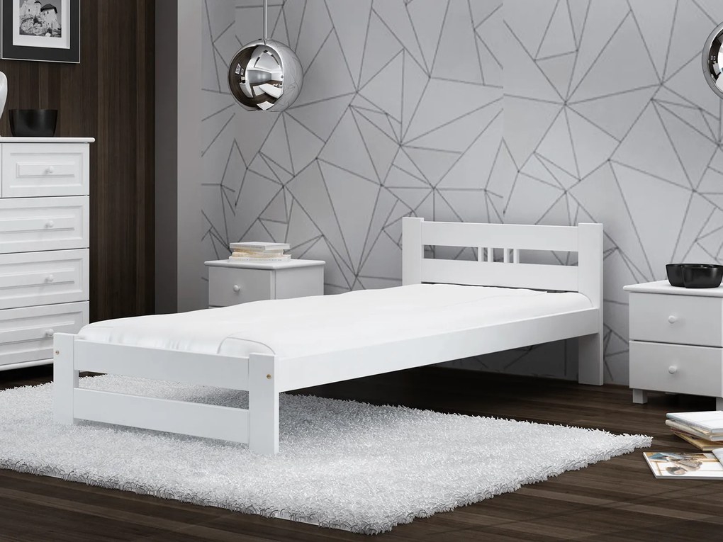 Postel borovice LUX VitBed 100x200cm masiv bílá