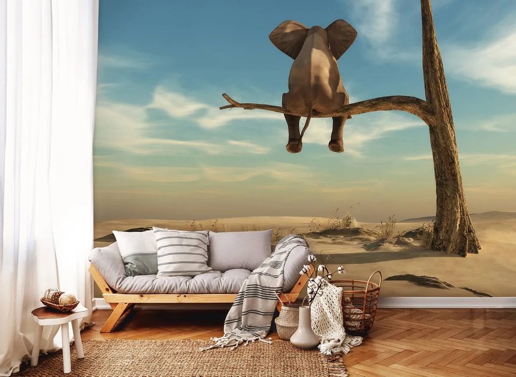 Fototapeta - Slon na strome (254x184 cm)