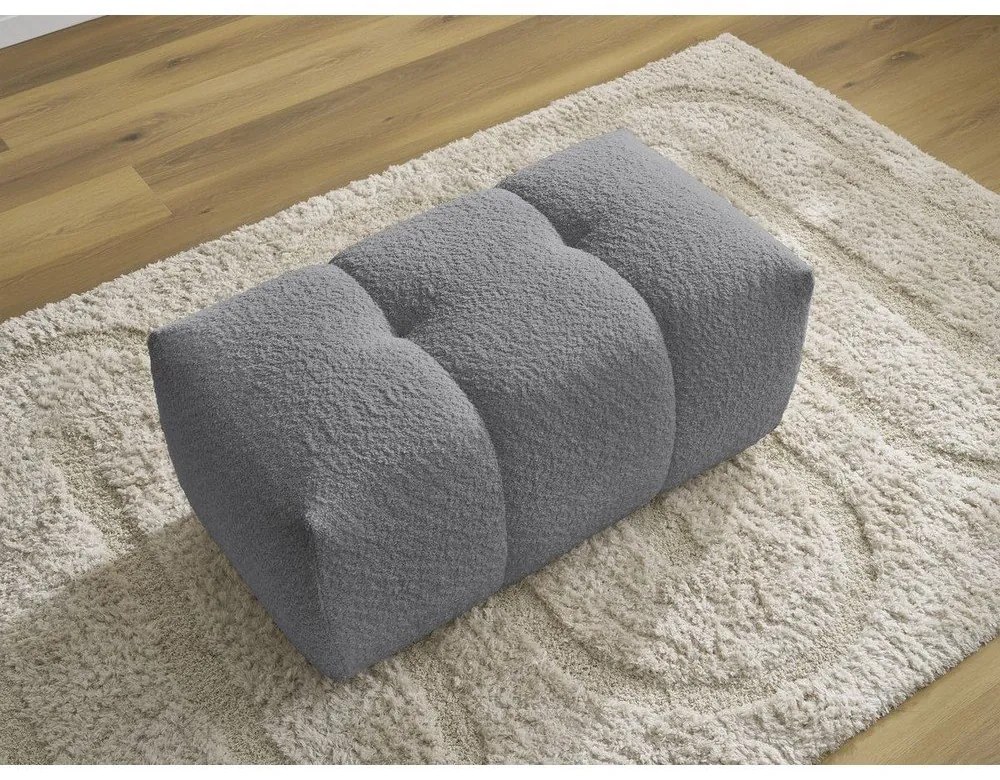 Sivá podnožka z textílie buklé Roxelane – Bobochic Paris