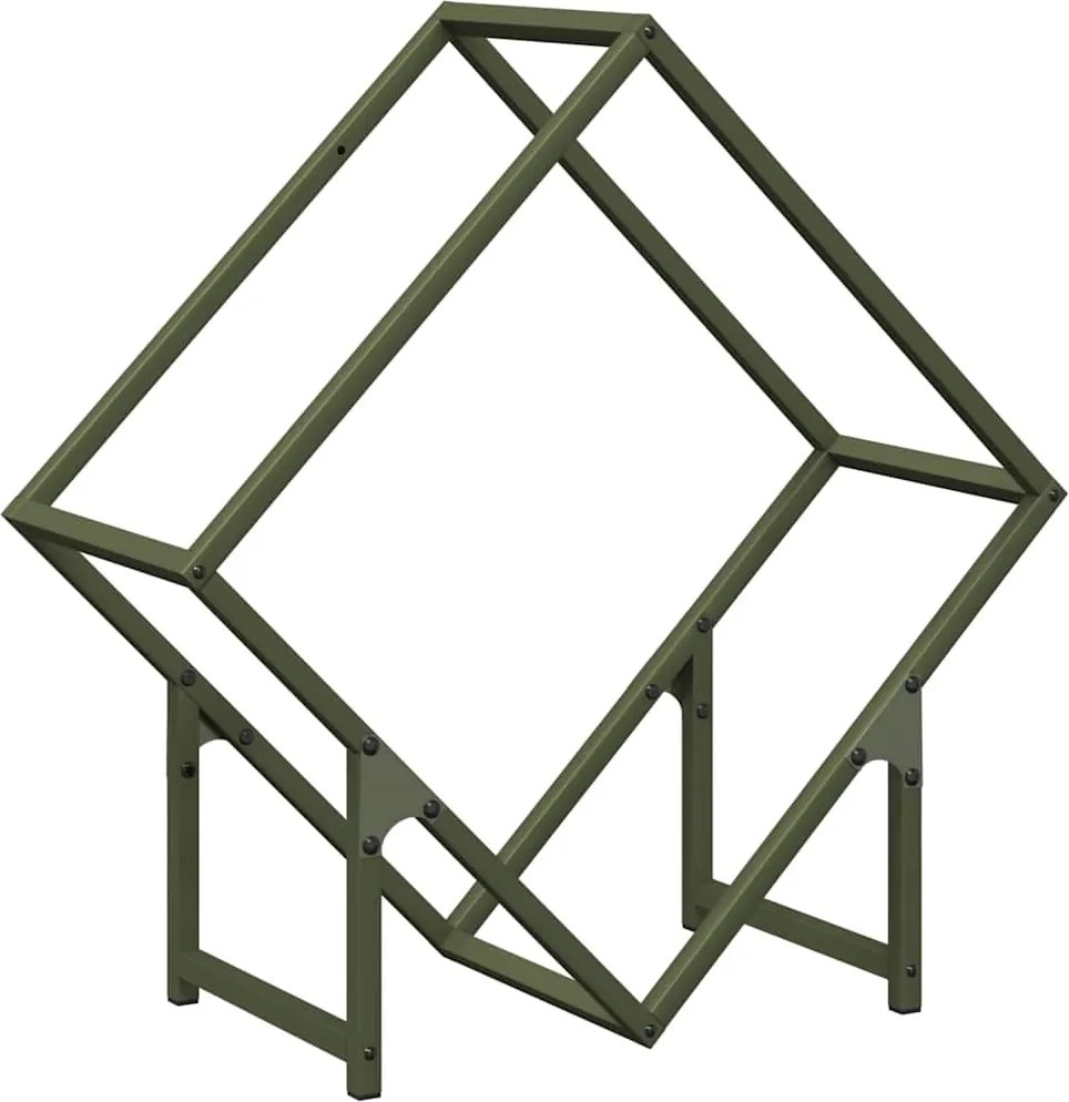 vidaXL Stojan na palivové drevo Olive Green Oceľ valcovaná za studena