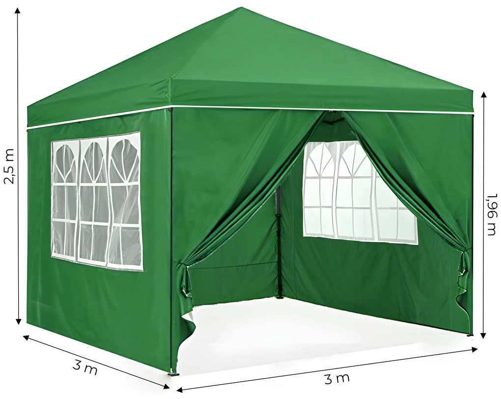 Záhradný pavilónový stan 3x3 m, automaticky rozkladací, MultiGarden