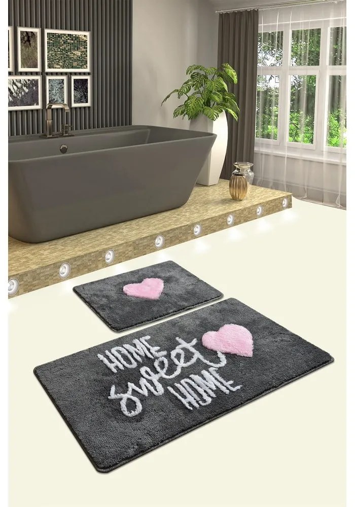 Súprava 2 sivých obdĺžnikových kúpeľňových predložiek Foutastic Home