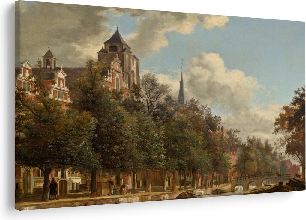 Obraz - Jan van der Heyden, View Down a Dutch Canal, reprodukcia (90x60 cm)