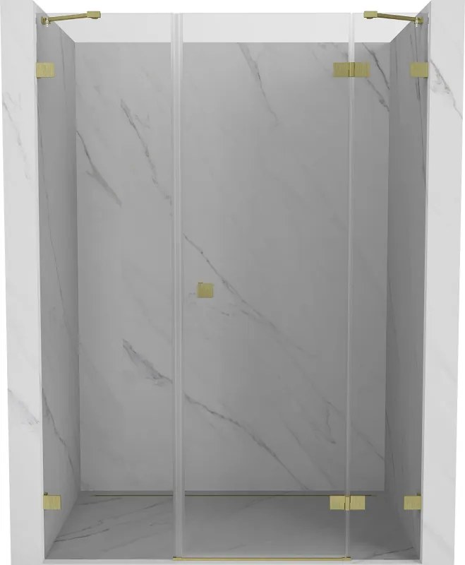 Mexen Lunar, pravé otočné sprchové dvere 155 cm, 8mm číre sklo, zlatý matný profil, 834S-155-050-55-00-P