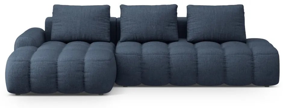 Tmavomodrá rozkladacia/s úložným priestorom rohová pohovka (ľavý roh/s leňoškou) Linz – Cosmopolitan Design