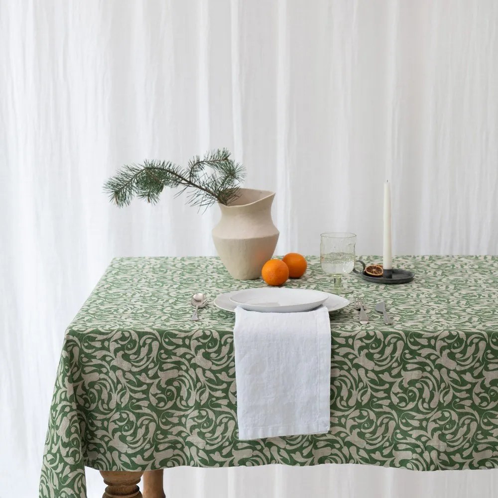 Ľanový obrus 140x250 cm Evergreen Damask – Linen Tales