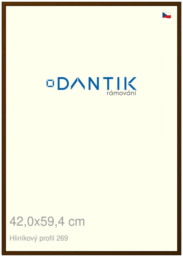 DANTIK rám na obraz 42x59,4 | ALU Hnědá umbra broušená (Plexi Čiré)
