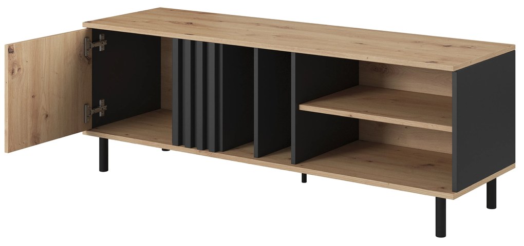 TV stolík/skrinka Madeira 138 (dub artisan + čierny antracit). Akcia -10%. Vlastná spoľahlivá doprava až k Vám domov. 1071363