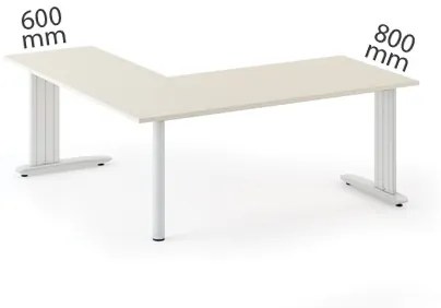 Rohový kancelársky písací stôl PRIMO FLEXIBLE 1800 x 1600 mm, orech