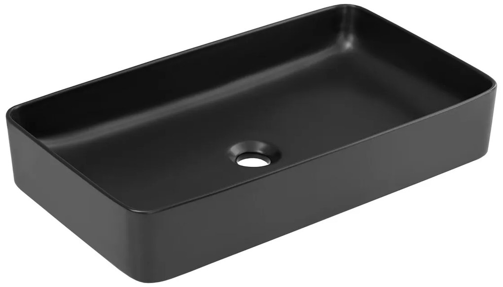 Súprava keramického umývadla na dosku a výpuste Slim 60 cm čierna