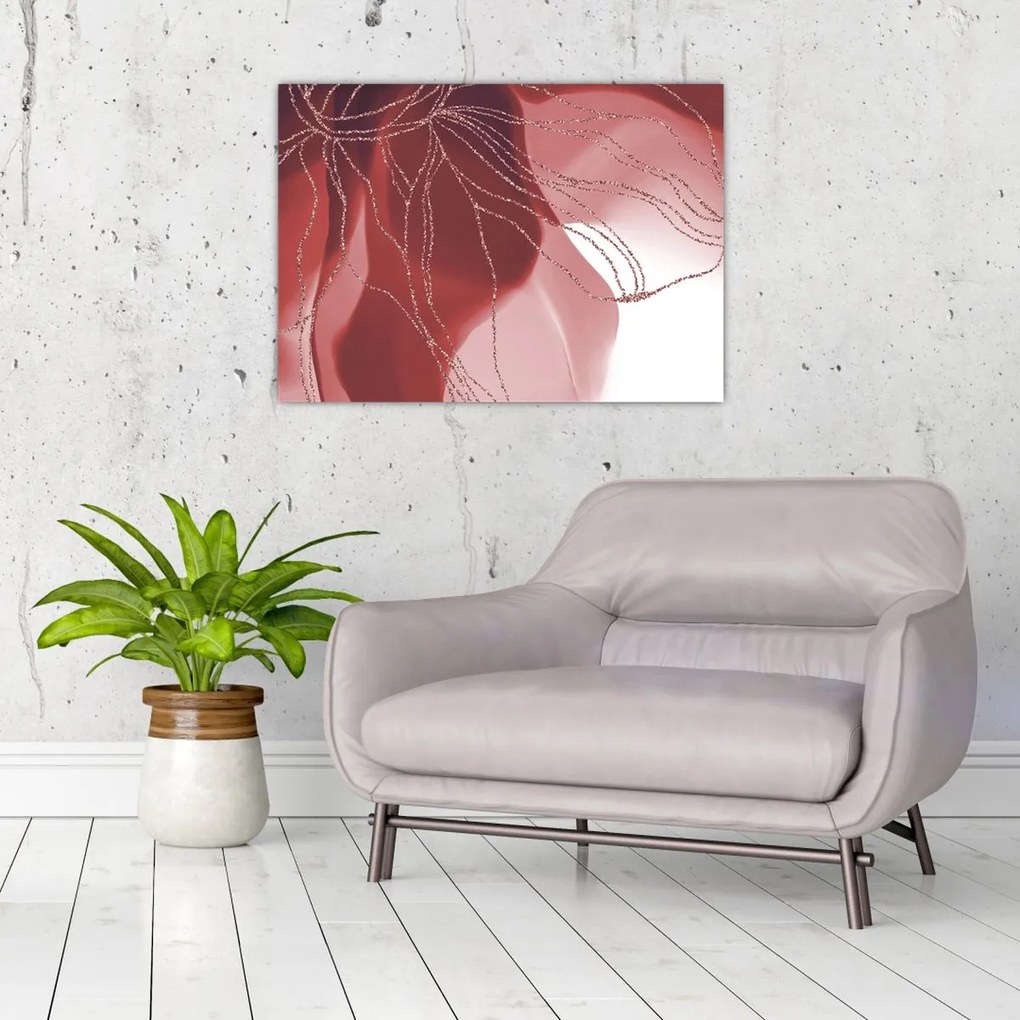 Obraz - Červená abstraktná kvetina N⁰1 (70x50 cm)