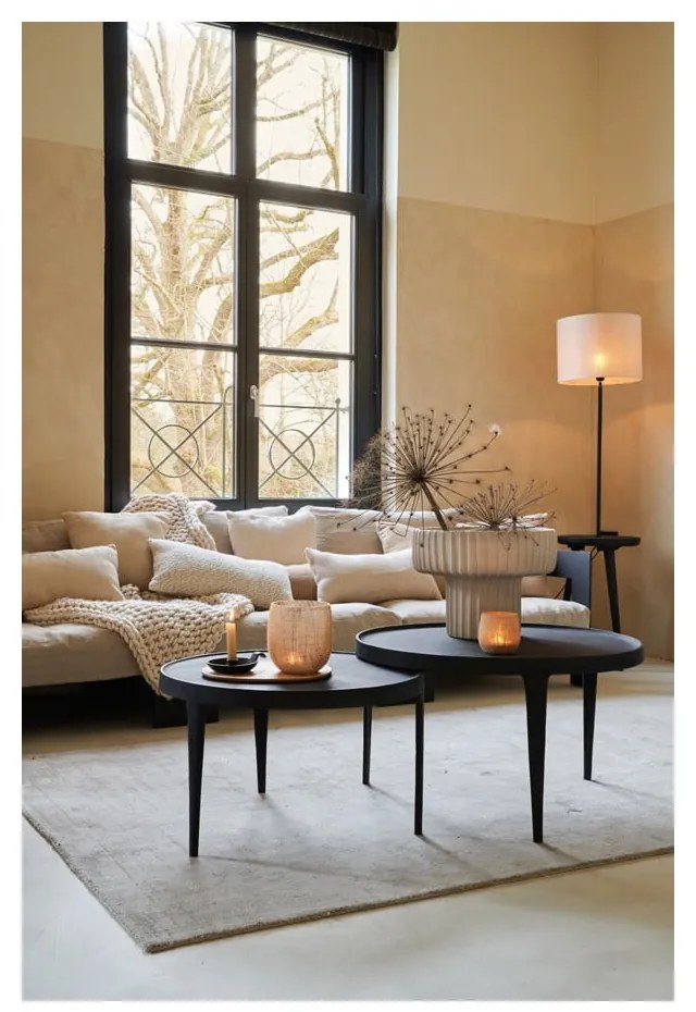 Čierne okrúhle konferenčné stolíky v súprave 2 ks ø 75 cm Tobias – Light &amp; Living