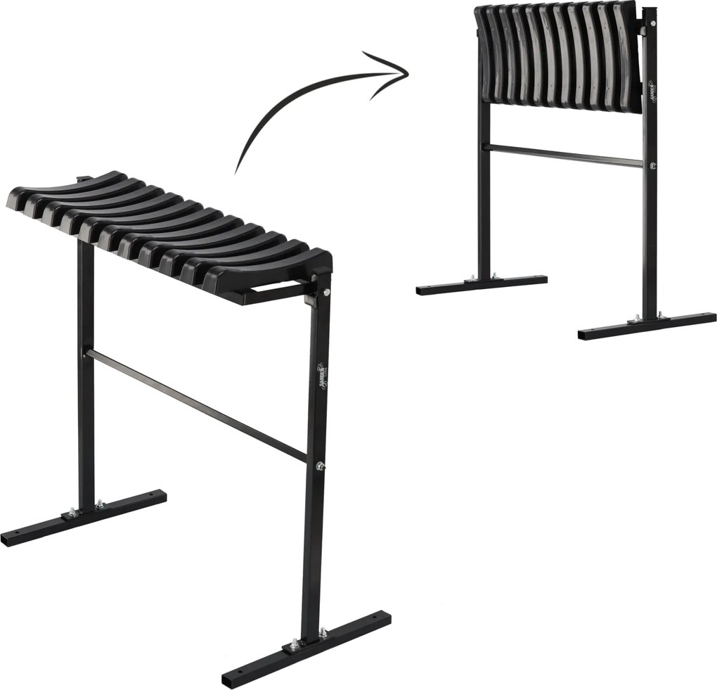 Garden Line SKLADACIA LAVICA, DĹŽKA 68 CM, S OPOROU PRE NOHY – ČIERNA *8282