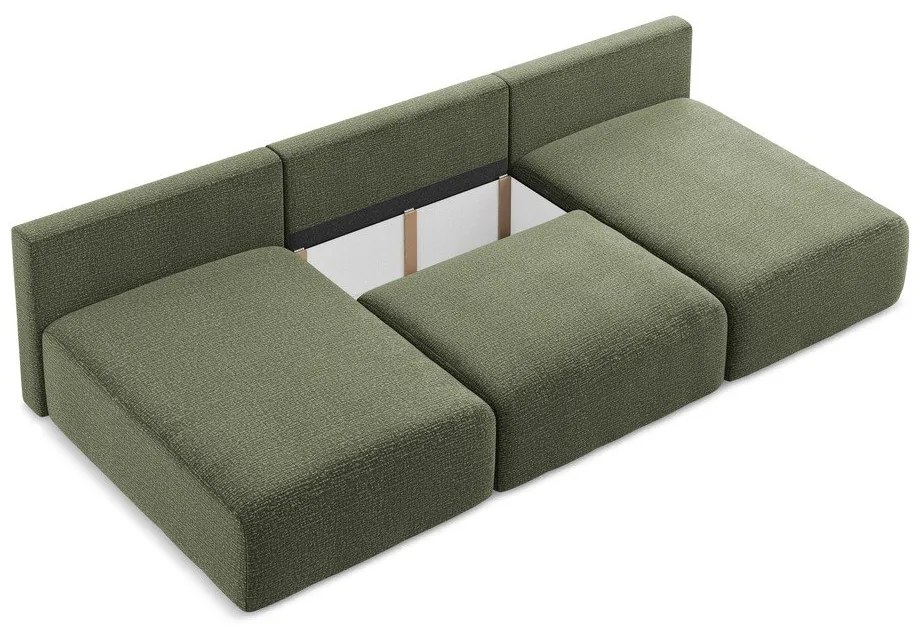 Zelená rozkladacia/s úložným priestorom rohová pohovka Kalena – Makamii