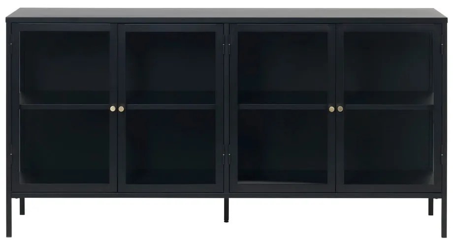Čierna vitrína Unique Furniture Carmel, dĺžka 170 cm