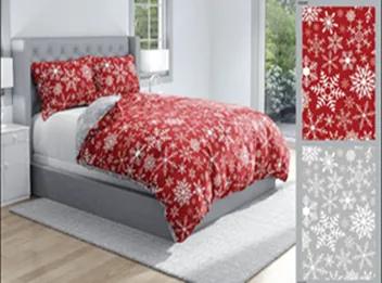 Posteľná obliečka Mikroplyš Snowflakes - červená 140x200/70x90 cm