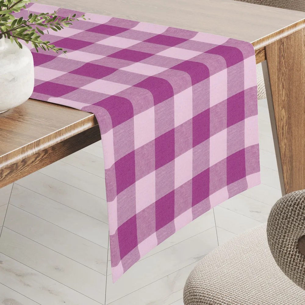 Biante Bavlnený behúň na stôl Olivia OL-021 Fialová kocka veľká 35x180 cm