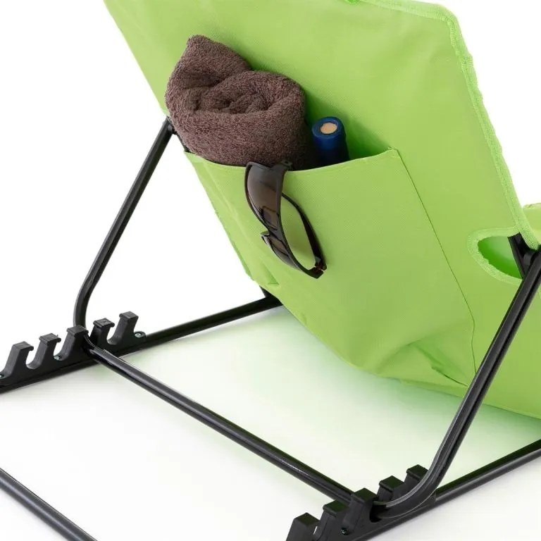 Nastaviteľná plážová podložka s operadlom, zelená, 2 ks