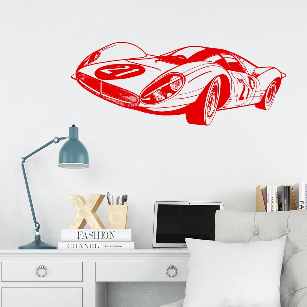 Veselá Stena Samolepka Pretekársky automobil Farba: fialová, Veľkosť: 100 x 40 cm