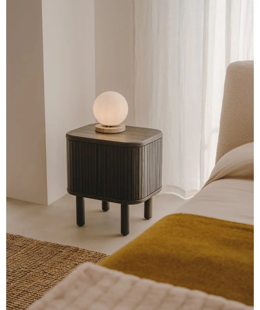 Biela stolová lampa so skleneným tienidlom (výška 22 cm) Malachi – Kave Home