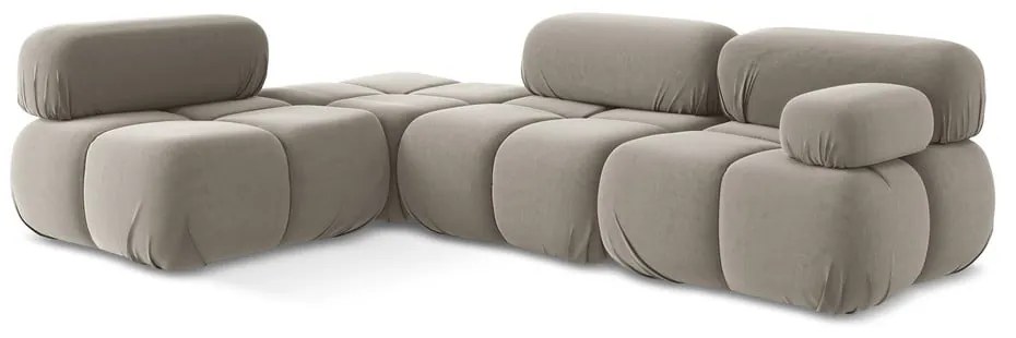 Béžová zamatová modulárna rohová pohovka (ľavý roh) Lokua – Makamii