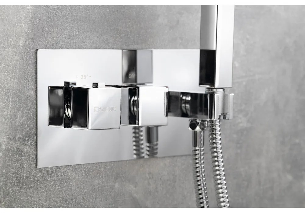 Podomietková sprchová batéria v lesklej striebornej farbe (2 výstupy) Latus – Sapho