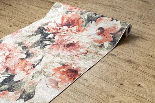 Protišmykový behúň LOTUS BOUQUET 52900 kvety béžový / ružový