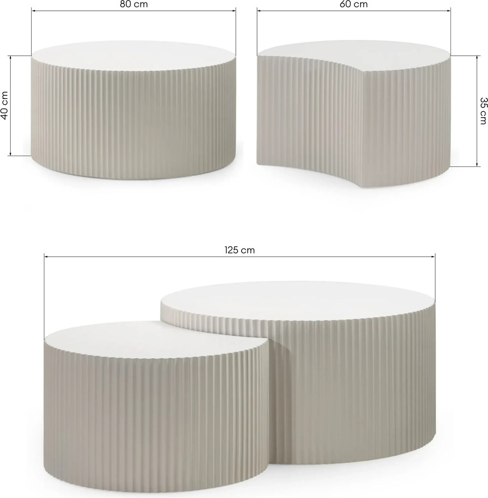 Sada dvoch konferenčných stolíkov Belmonte šedo-béžová