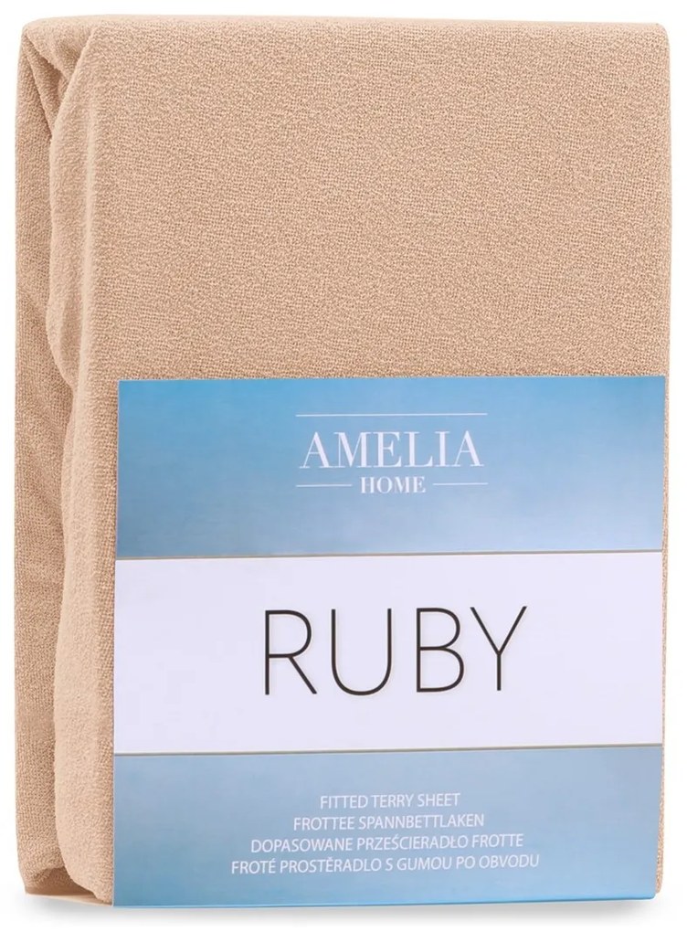Froté prestieradlo s gumou AmeliaHome Ruby tmavobéžové