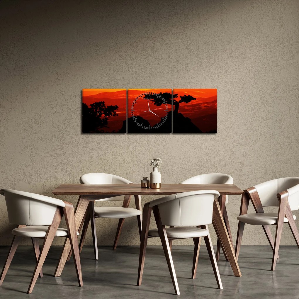 Obraz - Západ slnka (s hodinami) (90x30 cm)