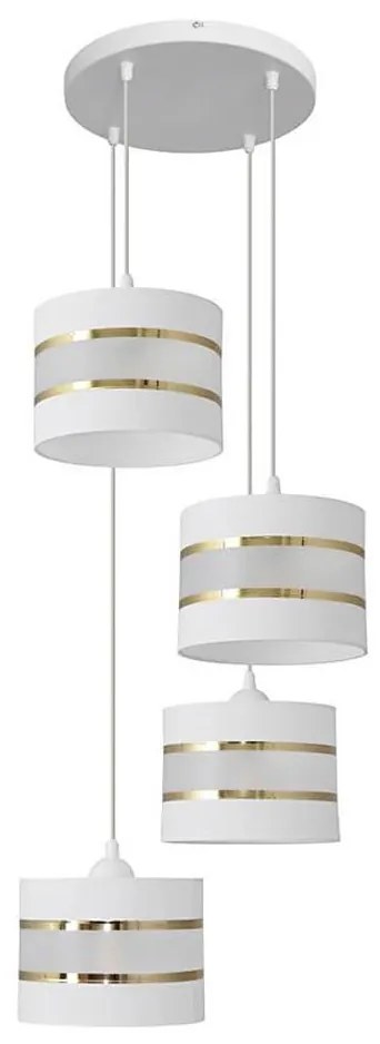 Luster na lanku HELEN 4xE27/15W/230V biela/zlatá