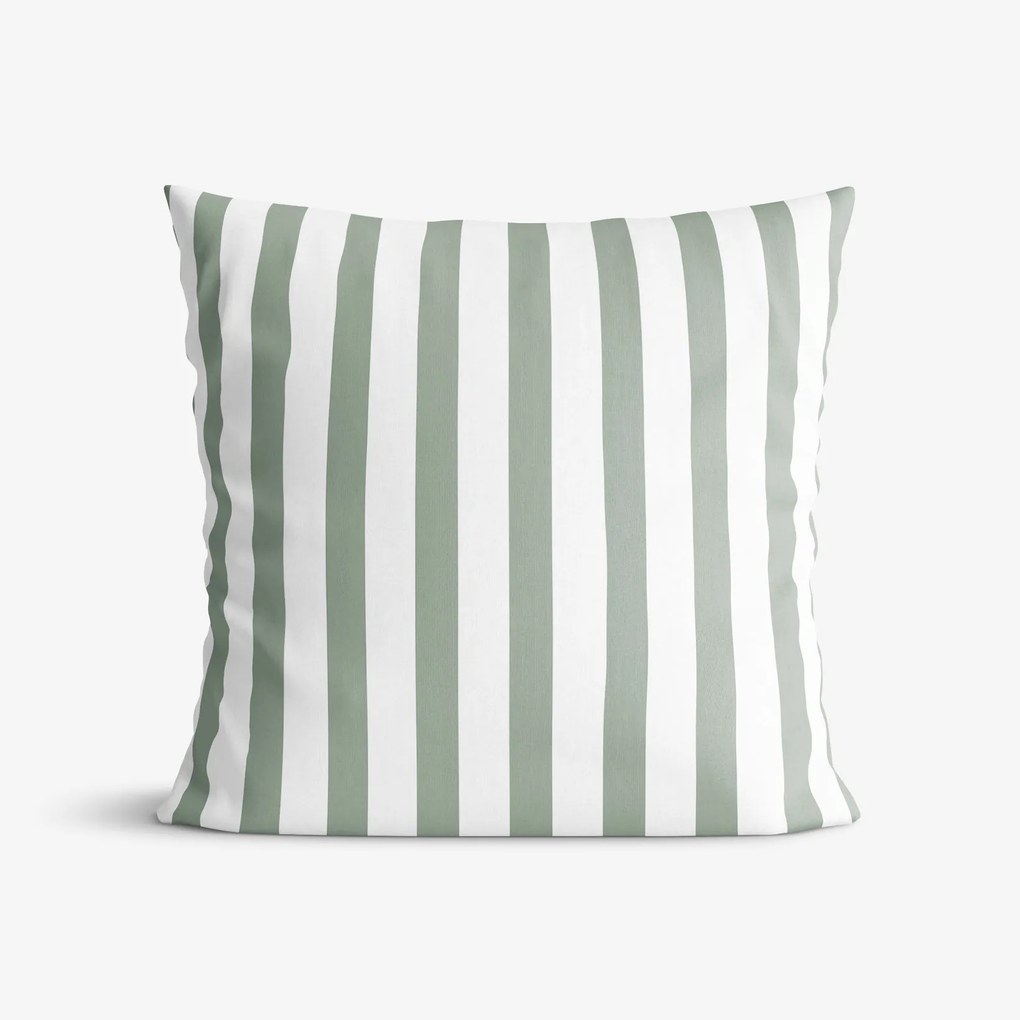 Goldea bavlnená obliečka na vankúš - šalviovo zelené prúžky 40 x 40 cm
